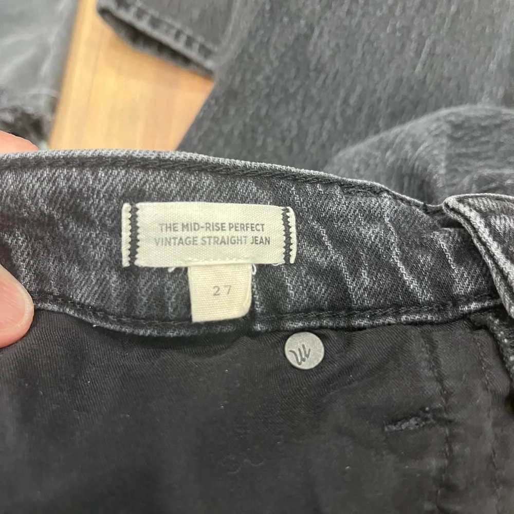 Women's Madewell Mid-Rise Perfect Vintage Straight Jeans Black‎ Size 27 0008 B1
